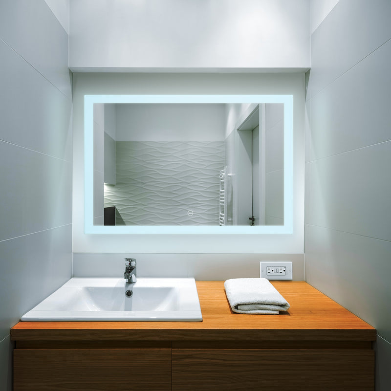 VONN VMRJ0108ATW Tunable White LED Bath Mirror in Silver, Rectangle 36"W x 24"H
