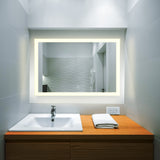 VONN VMRJ0108A LED Bath Mirror in Silver, Rectangle 36"W x 24"H