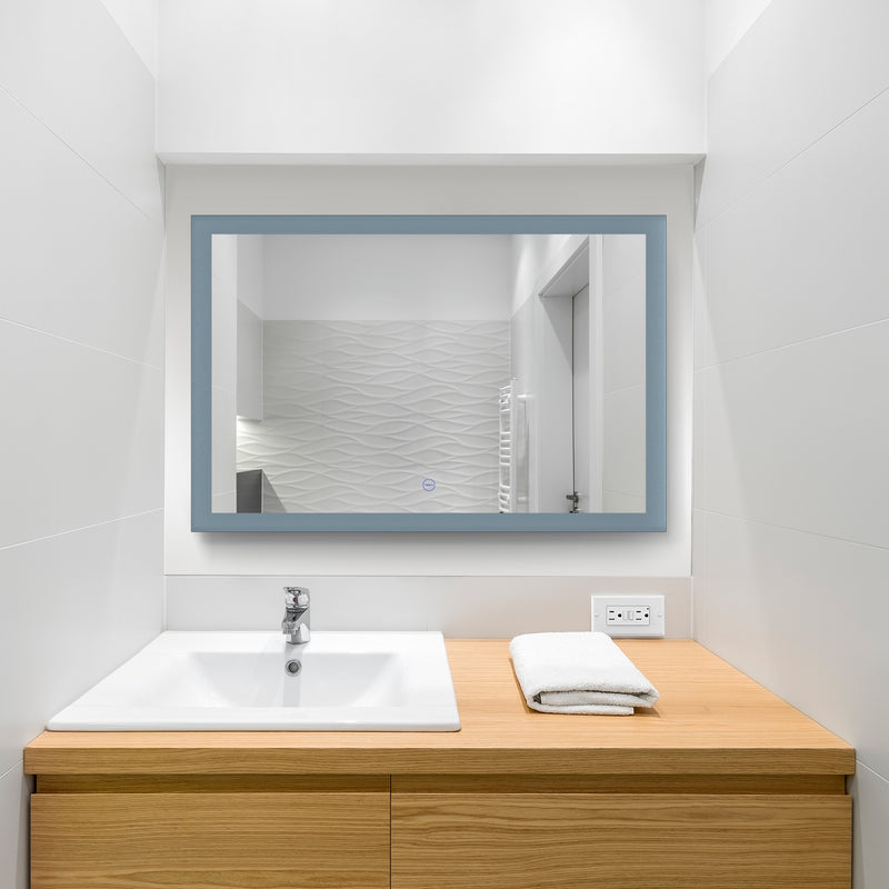 VONN VMRJ0108A LED Bath Mirror in Silver, Rectangle 36"W x 24"H