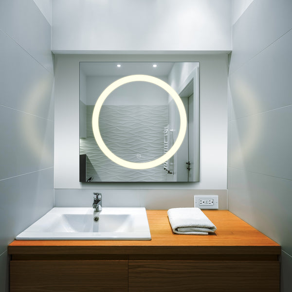 VONN VMRJ1720 LED Bath Miror in Silver, Square 30"W x 30"W