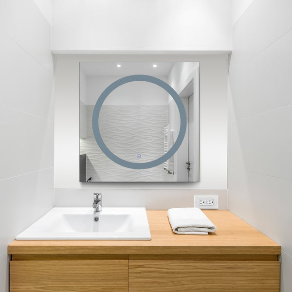 VONN VMRJ1720 LED Bath Miror in Silver, Square 30"W x 30"W