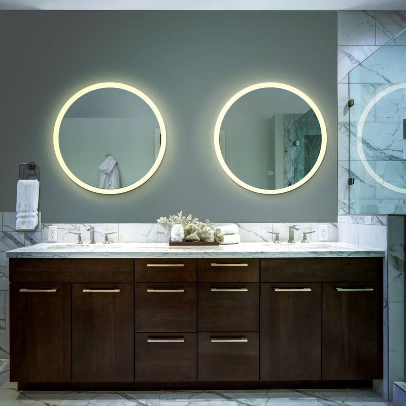 VONN VMRS0120A LED Bath Mirror in Silver with Frosted Edge, Round 24"W x 24"H or 30"W x 30"H