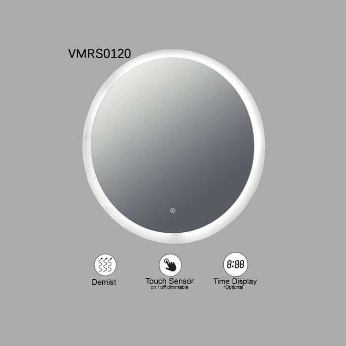VONN VMRS0120A LED Bath Mirror in Silver with Frosted Edge, Round 24"W x 24"H or 30"W x 30"H