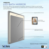 VONN VMRS0130 LED Bath Mirror in Silver, Rectangle 24"W x 30"H or 30"W x 36"H