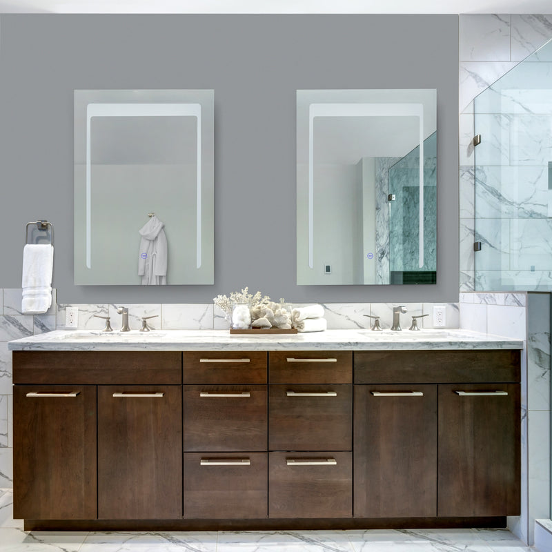 VONN VMRS0130 LED Bath Mirror in Silver, Rectangle 24"W x 30"H or 30"W x 36"H