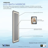 VONN VMRS0430 LED Bath Mirror in Silver, Rectangle 16"W x 55"H