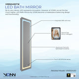VONN VMRS0430 LED Bath Mirror in Silver, Rectangle 16"W x 55"H