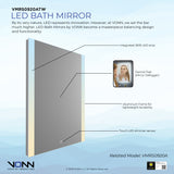 VONN VMRS0920ATW Tunable White LED Bath Mirror in Silver, Rectangle or 30"W x 36"H