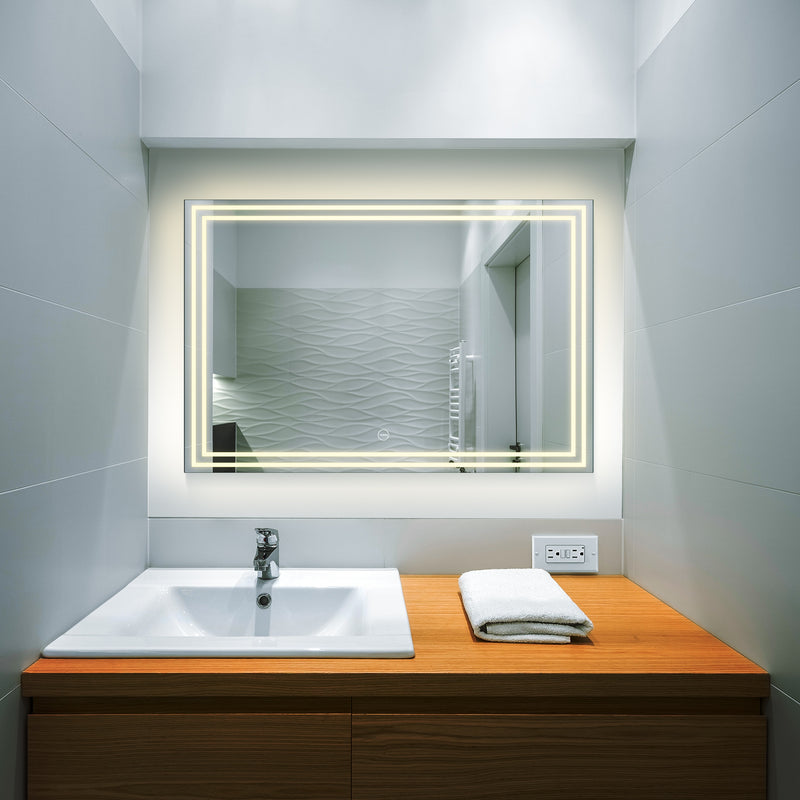 VONN VMRS1130ATW Tunable White LED Bath Mirror in Silver, Rectangle 36"W x 24"H