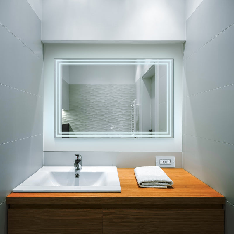VONN VMRS1130ATW Tunable White LED Bath Mirror in Silver, Rectangle 36"W x 24"H