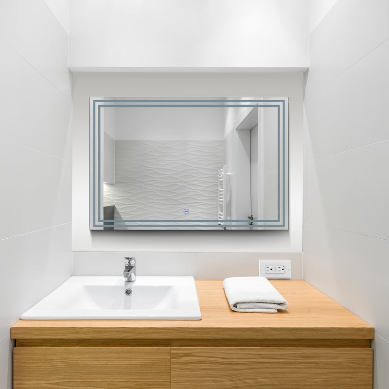 VONN VMRS1130ATW Tunable White LED Bath Mirror in Silver, Rectangle 36"W x 24"H