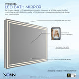 VONN VMRS1130A LED Bath Mirror in Sliver, Rectangle 36"w x 24"H