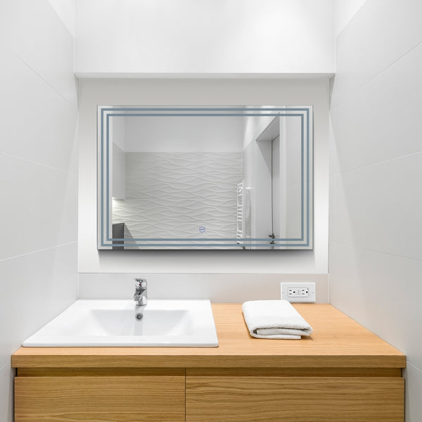 VONN VMRS1130A LED Bath Mirror in Sliver, Rectangle 36"w x 24"H
