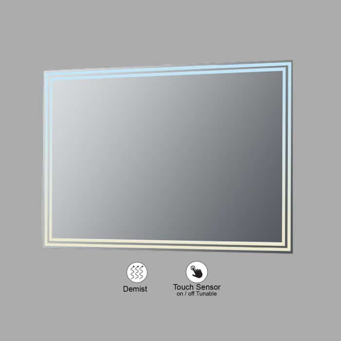 VONN VMRS1130ATW Tunable White LED Bath Mirror in Silver, Rectangle 36"W x 24"H
