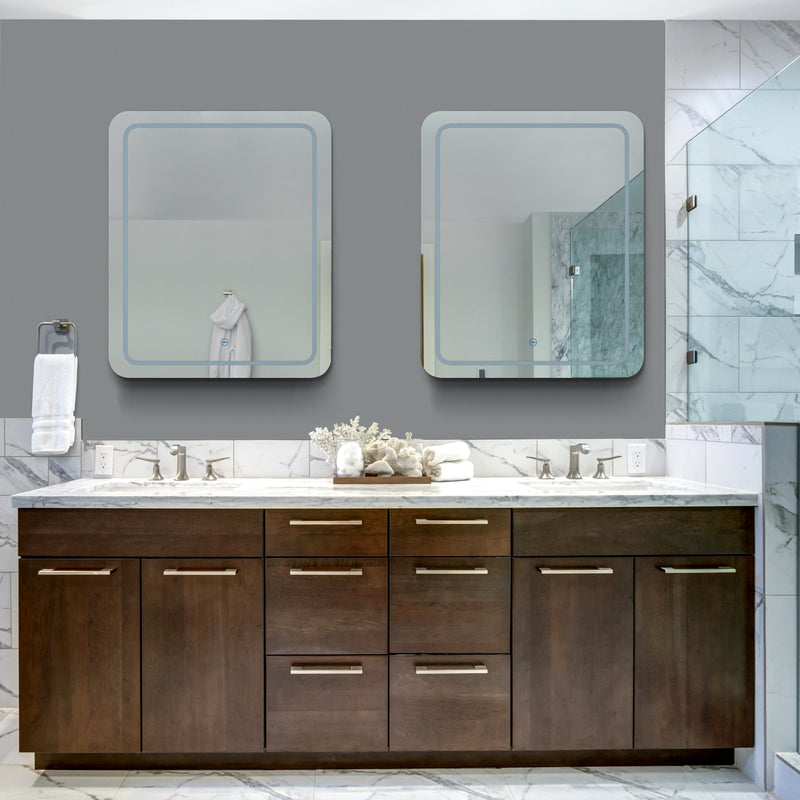 VONN VMRS1530A LED Bath Mirror in Silver, Rectangle 24"W x 30"H or 30"W x 36"H