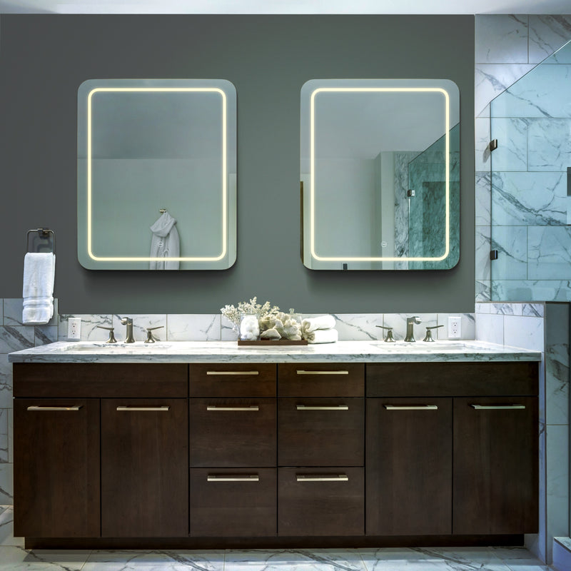 VONN VMRS1530A LED Bath Mirror in Silver, Rectangle 24"W x 30"H or 30"W x 36"H