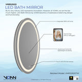 VONN VMRS2620 LED Bath Mirror in Silver, Oval 24"W x 36"H
