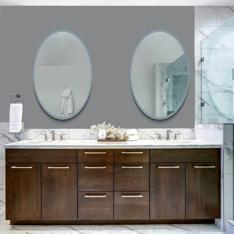 VONN VMRS2830A LED Bath Mirror in Silver, Oval 24"W x 30"H
