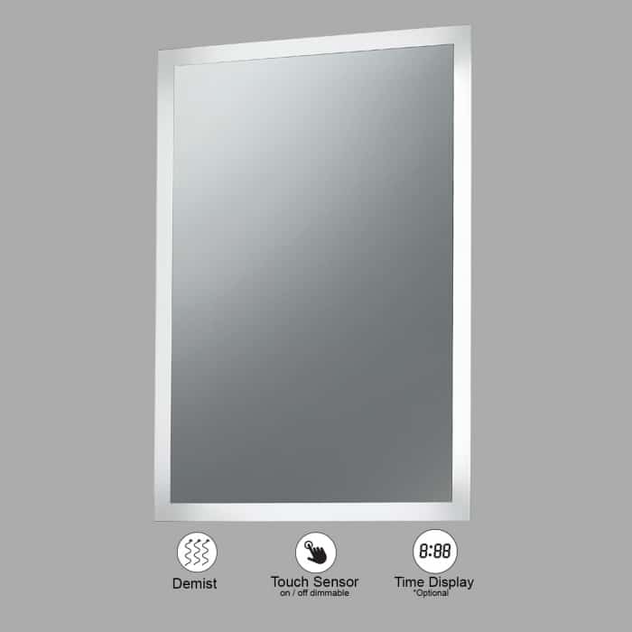 VONN VMRS3820A LED Bath Mirror in Silver, Rectangle 24"W x 30"H or 30"W x 36"H