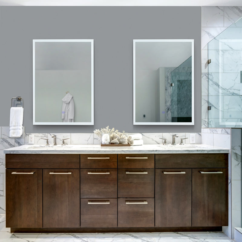 VONN VMRS3820A LED Bath Mirror in Silver, Rectangle 24"W x 30"H or 30"W x 36"H