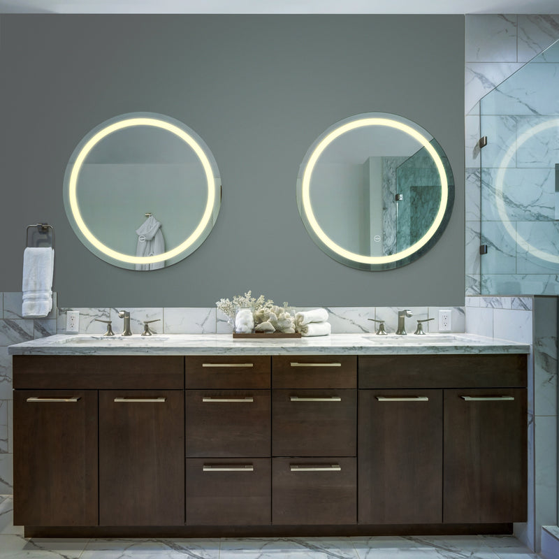 VONN VMRS4120TW Tunable White LED Bath Mirror in Silver, Round 30"W x 30"H