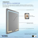 VONN VMRS4930TW Tunable White LED Bath Mirror in Silver, Rectangle 24"W x 30"H or 30"W x 36"H