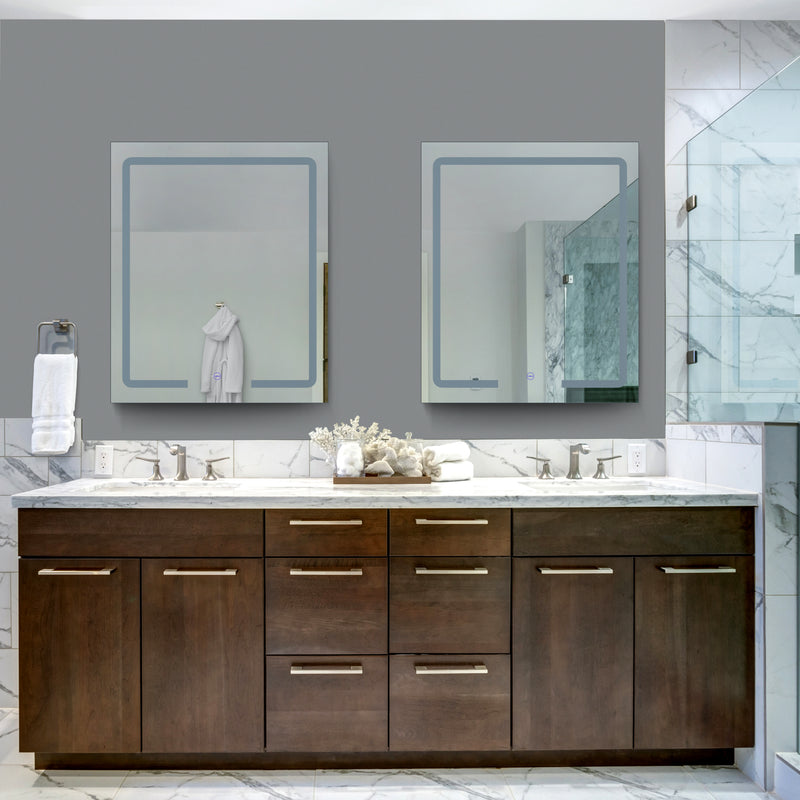 VONN VMRS4930TW Tunable White LED Bath Mirror in Silver, Rectangle 24"W x 30"H or 30"W x 36"H