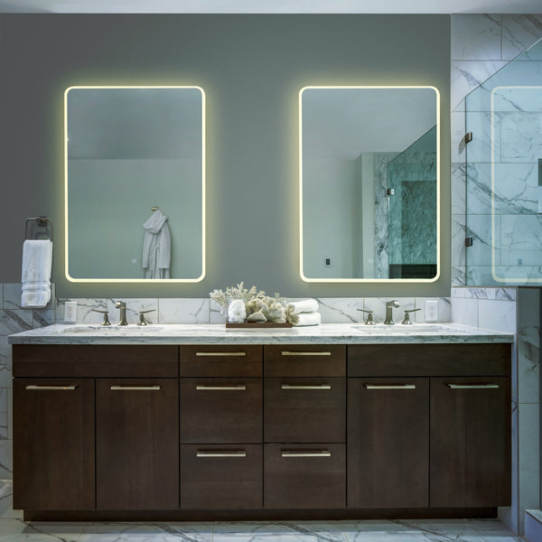 VONN VMRS5020ATW Tunable White LED Bath Mirror in Silver, Rectangle 24"W x 30"H or 30"W x 36"H