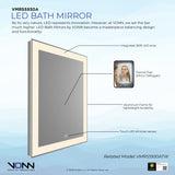 VONN VMRS5930A LED Bath Mirror in Silver, Rectangle 24"W x 30"H or 30"W x 36"H