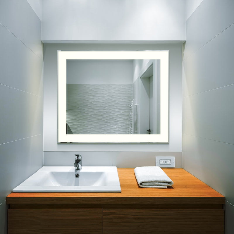 VONN VMRS5930A LED Bath Mirror in Silver, Rectangle 24"W x 30"H or 30"W x 36"H