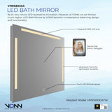 VONN VMRS6030A LED Bath Mirror in Silver, Rectangle 30"w x 24"H or 36"W x 30"H