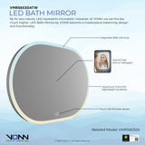VONN VMRS6530A LED Bath Mirror in Silver, Oval 36"W x 24"H