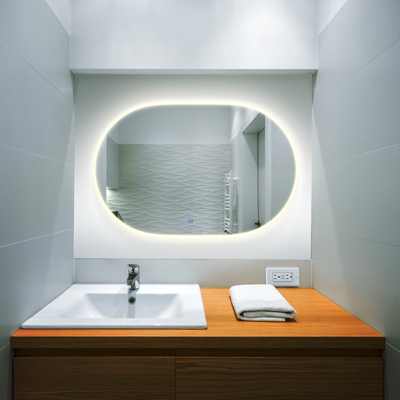 VONN VMRS6530A LED Bath Mirror in Silver, Oval 36"W x 24"H