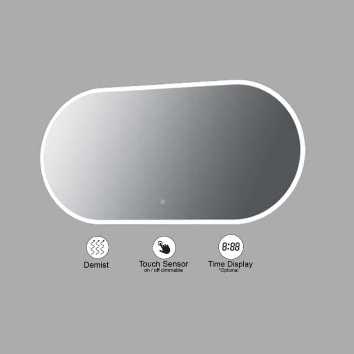 VONN VMRS6530A LED Bath Mirror in Silver, Oval 36"W x 24"H