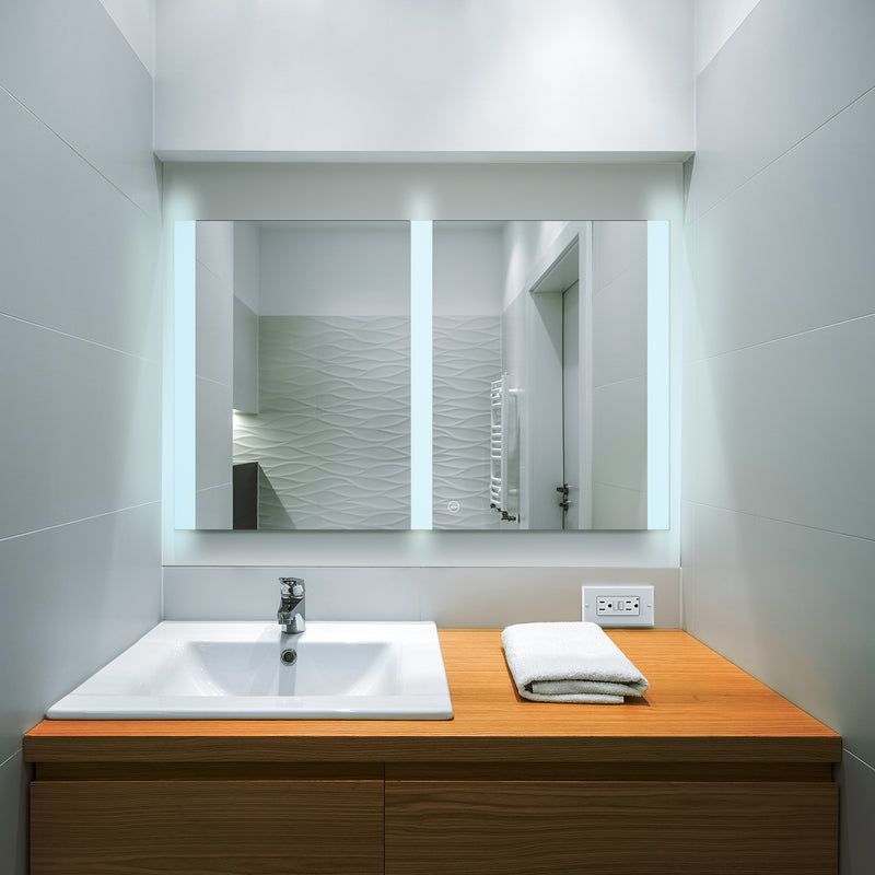VONN VMRS7130ATW Tunable White LED Bath Mirror in Silver, Rectangle 48"W x 30"H