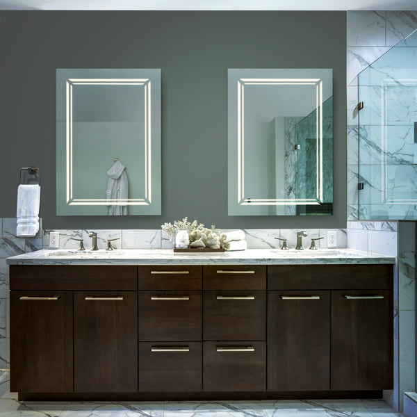 VONN VMRS7830 LED Bath Mirror in Silver, Rectangle 30"W x 24"H or 36"W x 30"H