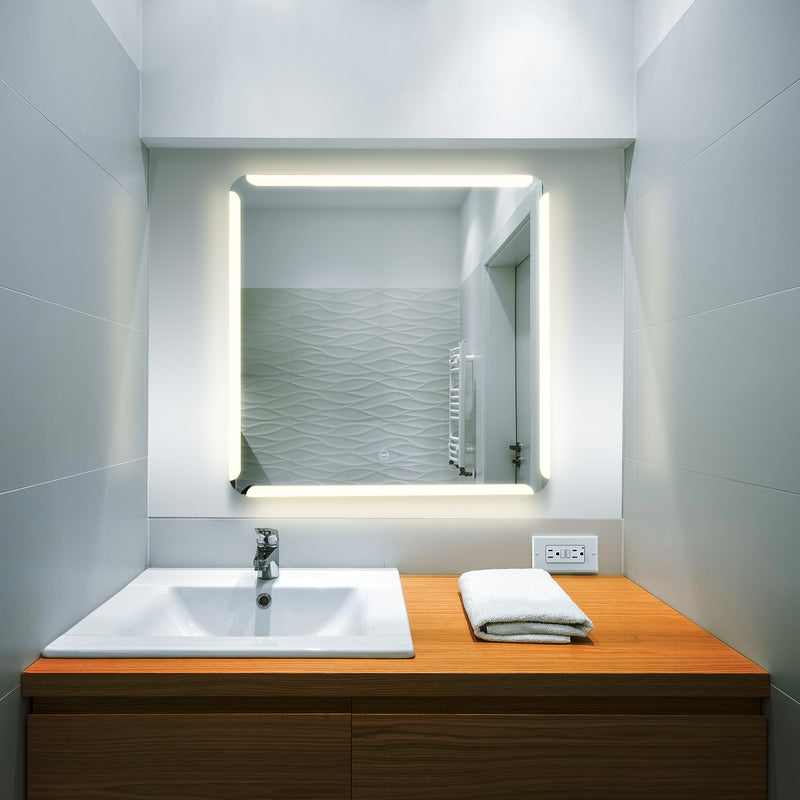 VONN VMRS8930ATW Tunable White LED Bath Mirror in Silver, Rectangle 30"W x 30"H