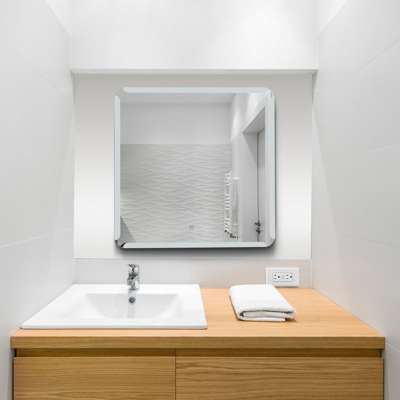 VONN VMRS8930ATW Tunable White LED Bath Mirror in Silver, Rectangle 30"W x 30"H