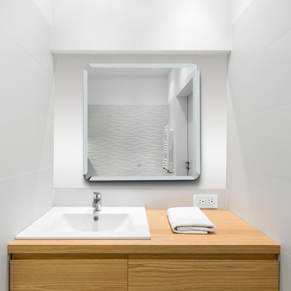 VONN VMRS8930A LED Bath Mirror in Silver, Square 30"W x 30"H