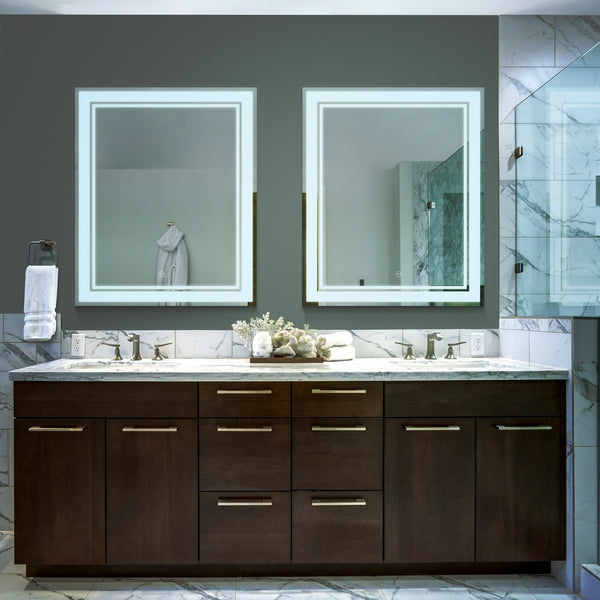 VONN VMRS9530ATW Tunable White LED Bath Mirror in Silver, Rectangle 24"W x 30"H or 30"W x 36"H