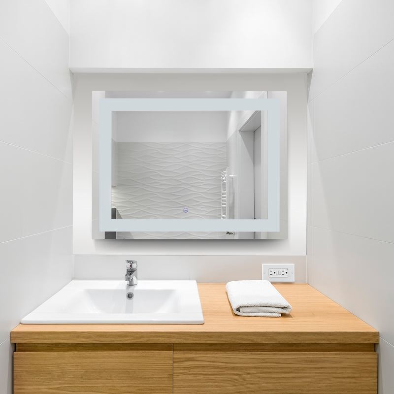 VONN VMRZ0120 LED Bath Mirror in Silver, Rectangle 30"W x 24"H or 36"W x 30"H