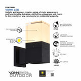 9" Modern VOW1768BL 5-Watt ETL Certified Integrated LED Outdoor Wall Sconce in Matte Black