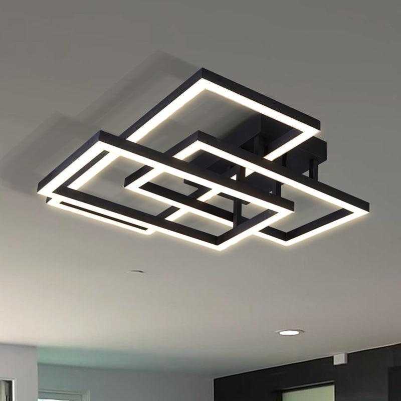 VONN Radium VRCF49103BL 28" ETL Certified Integrated LED Ceiling Lighting Rectangular Semi Flush in Black