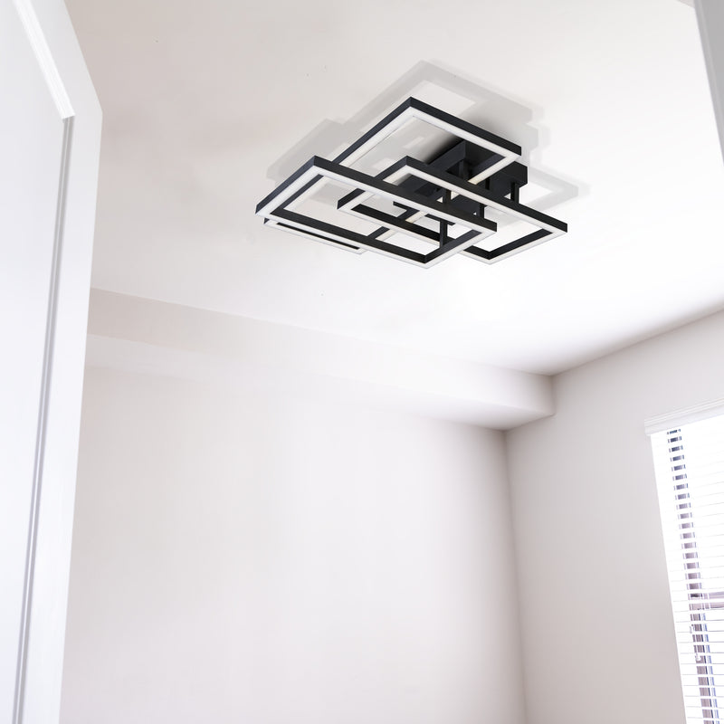 VONN Radium VRCF49103BL 28" ETL Certified Integrated LED Ceiling Lighting Rectangular Semi Flush in Black