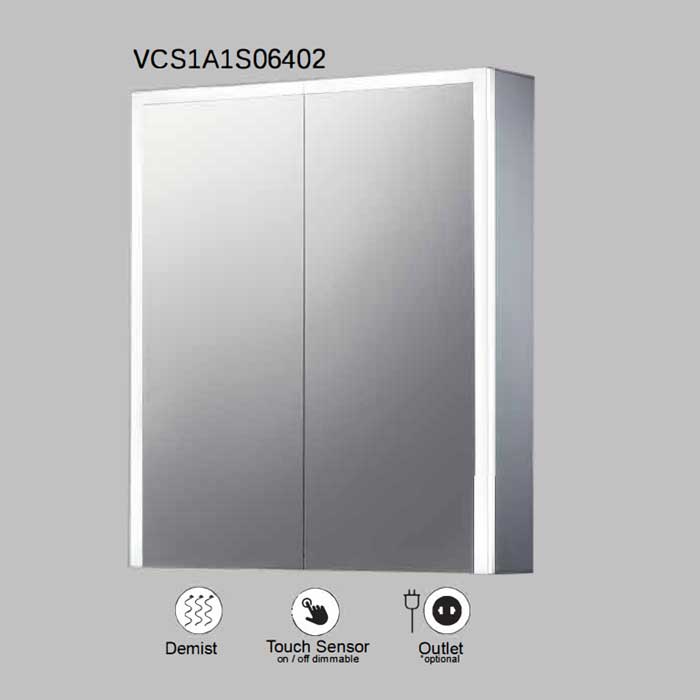 VONN VCS2A6S06402 Integrated LED Medicine Cabinet 24"W x 28"H x 5"D or 30"W x 28"H x 5"D