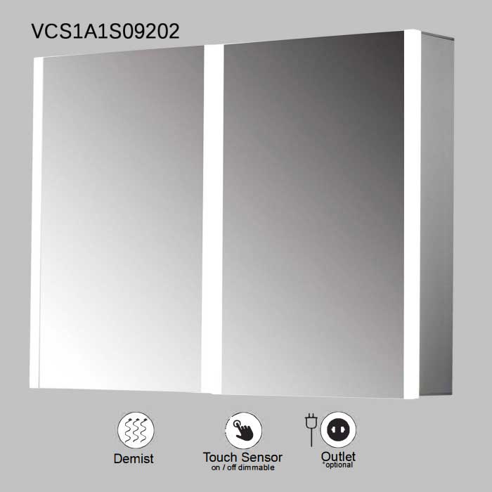 VONN VCS2A6S09202 Integrated LED Medicine Cabinet 24"W x 28"H x 5"D