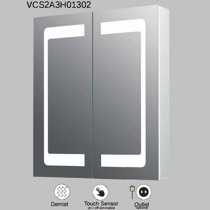 VONN VCS2A3H01302 Integrated LED Medicine Cabinet 24"W x 28"H x 4.75"D or 30"W x 28"H x 4.75"D