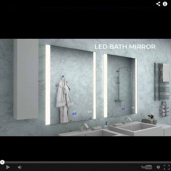 VONN VMRH0230 LED Bath Mirror in Silver, Rectangle 24"W x 30"H